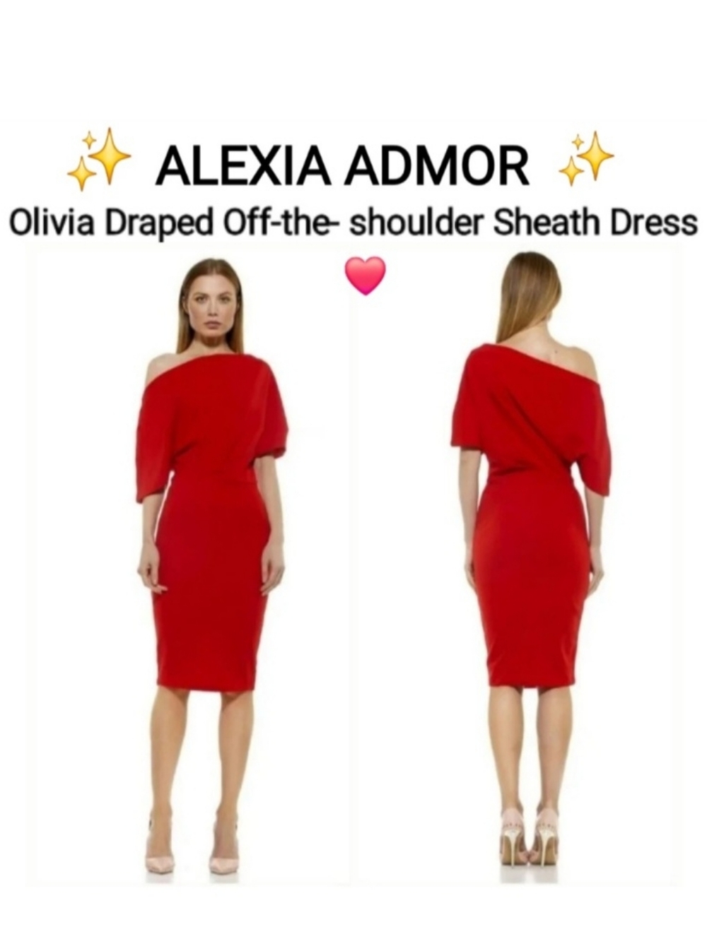 Alexia Admor One-Shoulder Draped Sheath Dress in Red, Size L